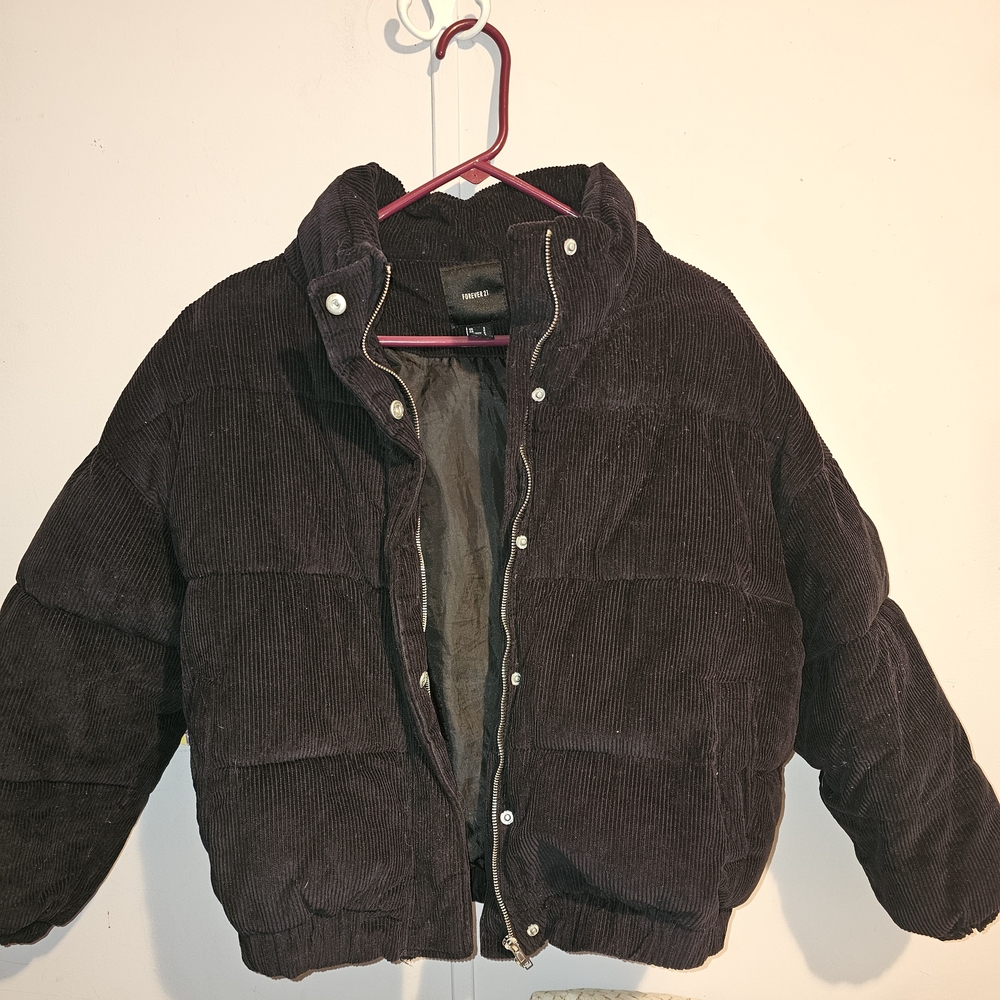Forever 21 Dark Corduroy Puffer Jacket